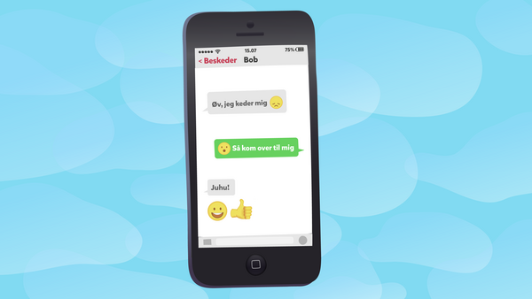 Du kan bruge en emoji til at vise dit humør.